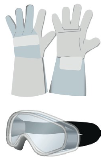 Abbildung: Schutzbrille, Handschuhe